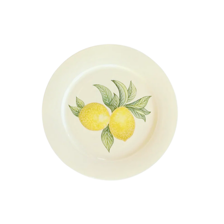 Hand Painted Botanical Dinner Plate in Lemon