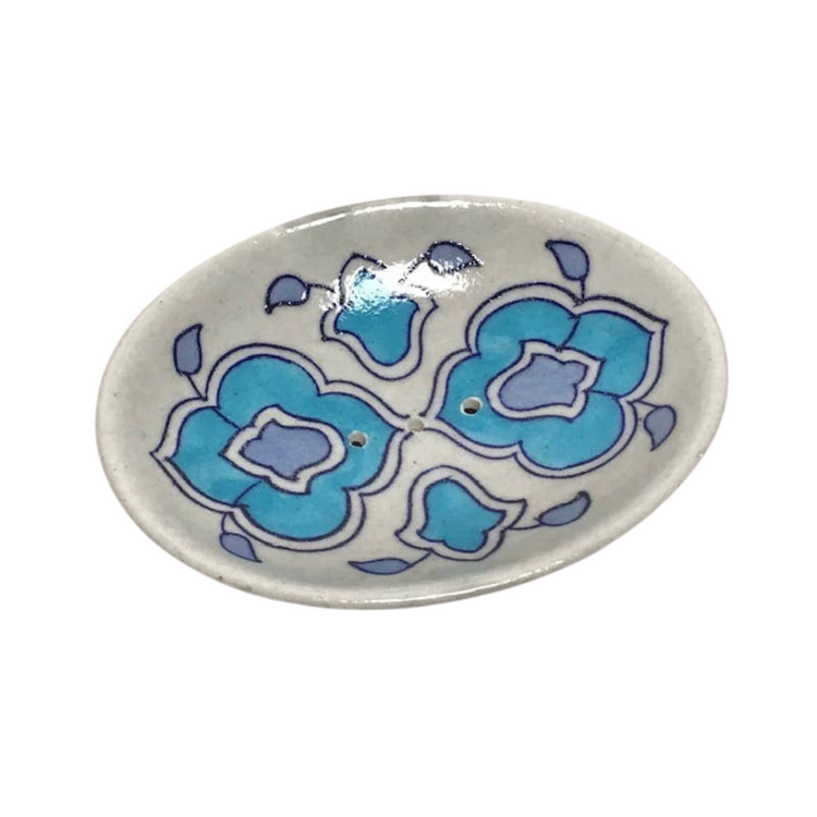 Pottery Soap Dish Med Oval Tile Blue
