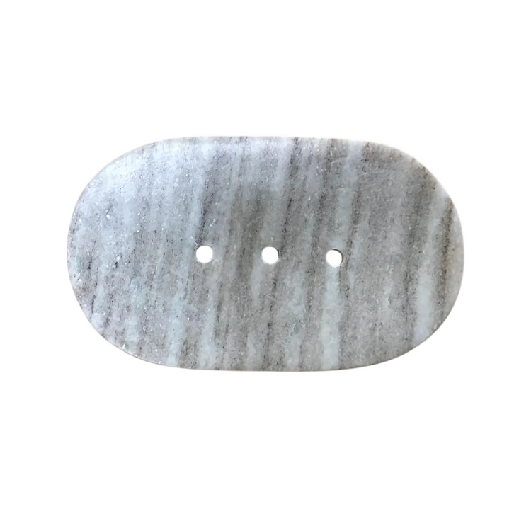Soap Dish 3-Hole, Marble, Oval