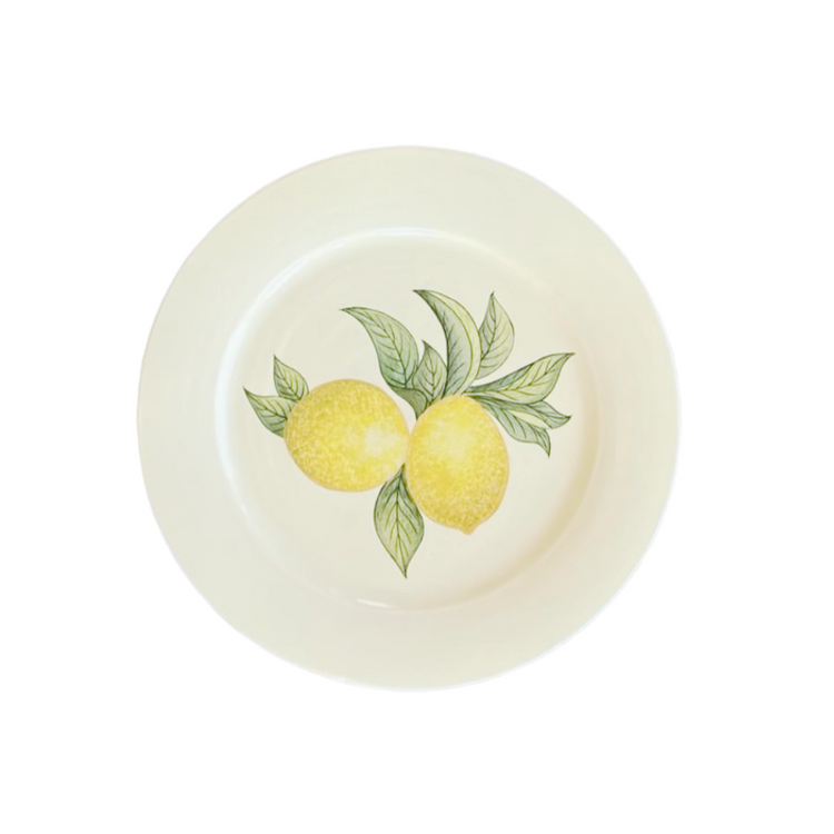 Hand Painted Botanical Dinner Plate in Lemon