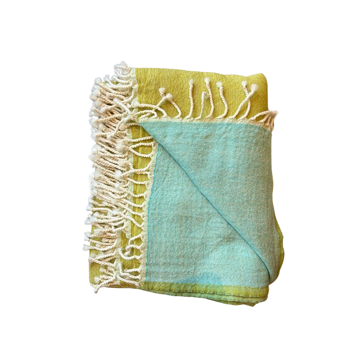 Throw, luxury merino wool, green