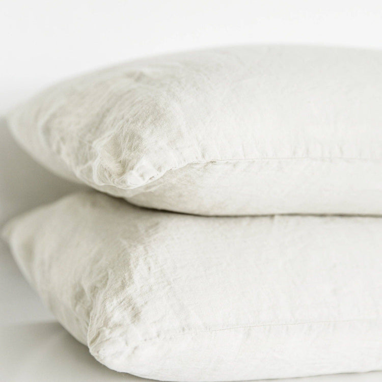 White Linen Pillowcases Queen Standard (Set of 2)