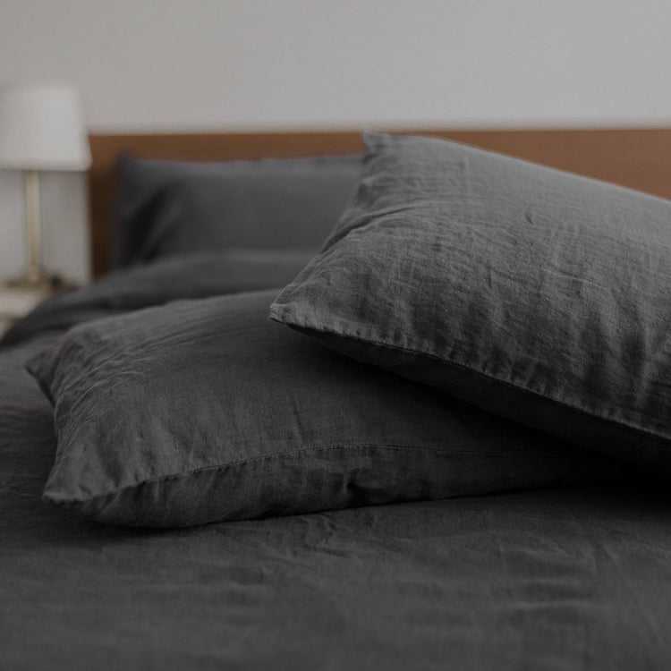 White Linen Pillowcases Queen Standard (Set of 2)