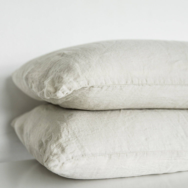 White Linen Pillowcases Queen Standard (Set of 2)