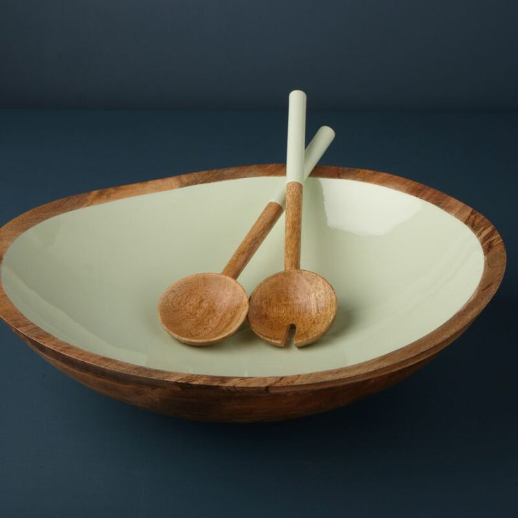 Madras Bowl, Oversized Mango Wood, Mint