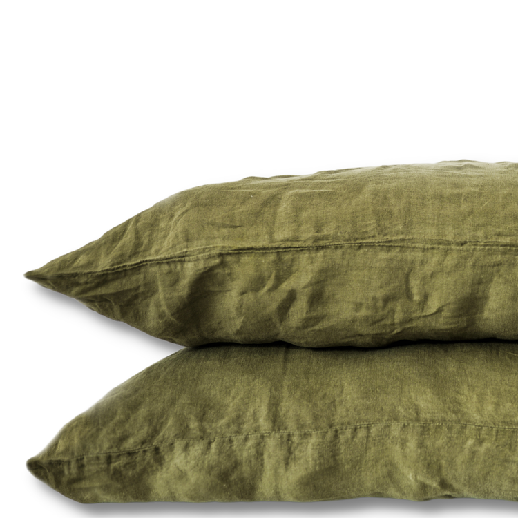 White Linen Pillowcases Queen Standard (Set of 2)