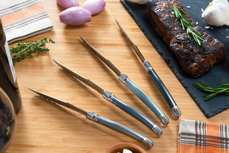 French Home Laguiole Steak Knives - Set of 4, Shades of Grey