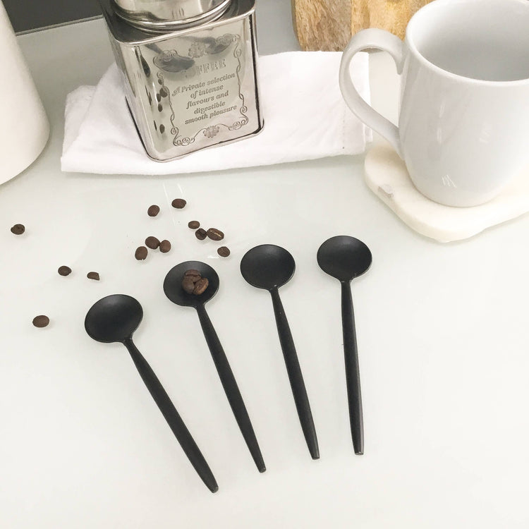 Sleek Black Coffee Spoons-4 Piece Set