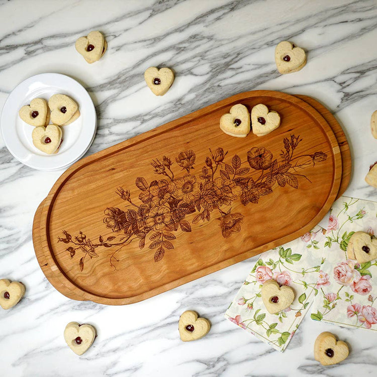 Cherry Oval Serving Tray - Wild Roses