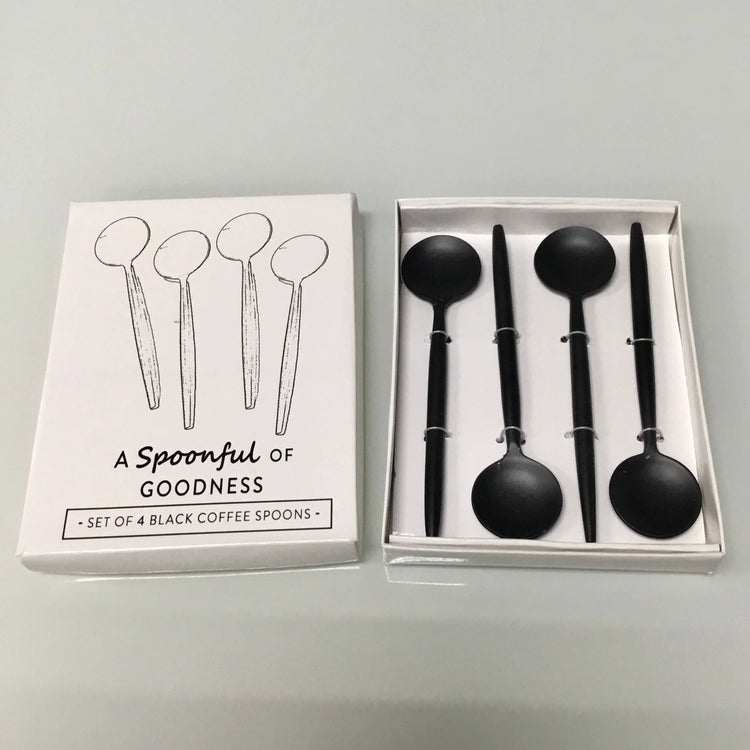 Sleek Black Coffee Spoons-4 Piece Set
