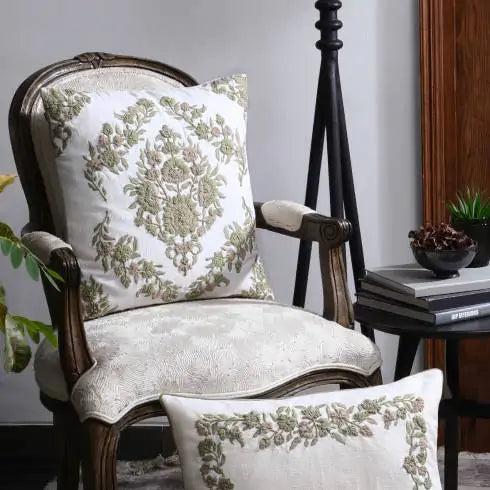Fresh Green Meadow Blooms Pillow 18x18 with insert