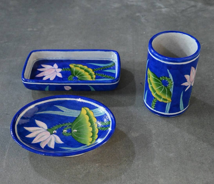Lotus Blue Pottery Tumbler
