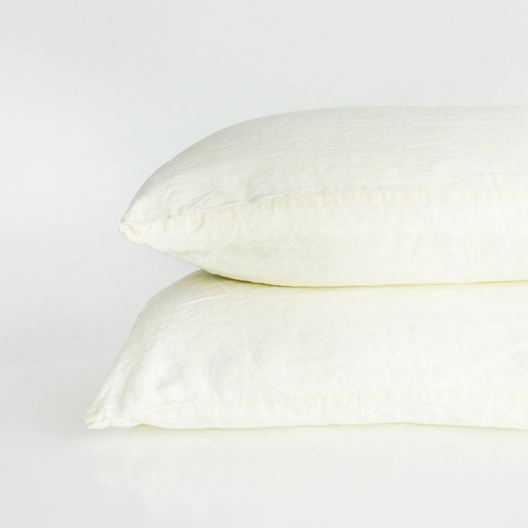 White Linen Pillowcases Queen Standard (Set of 2)