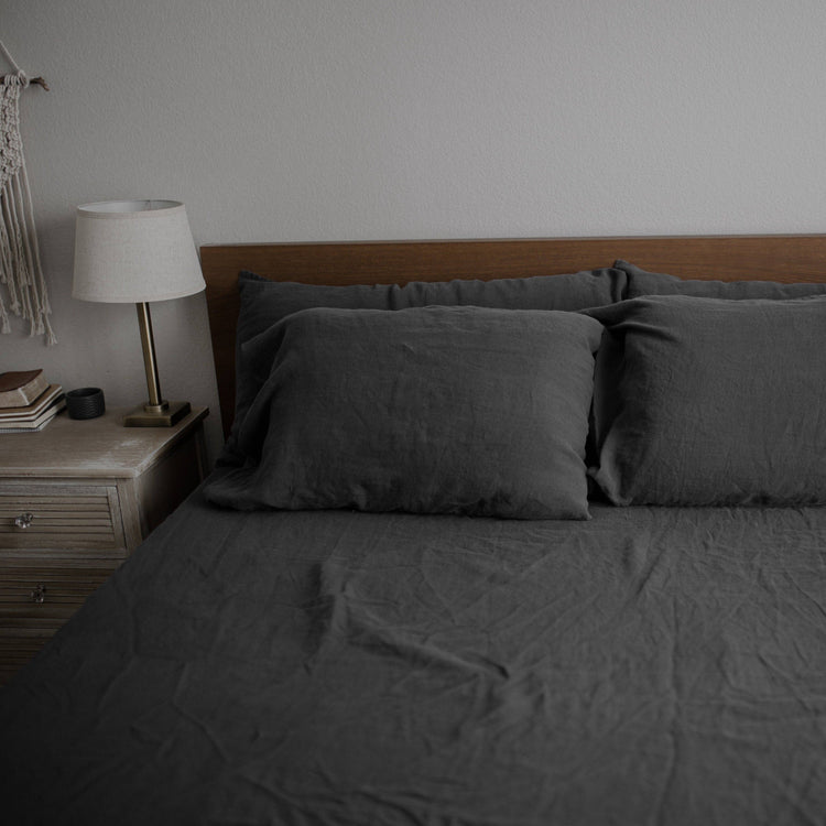 White Linen Pillowcases Queen Standard (Set of 2)