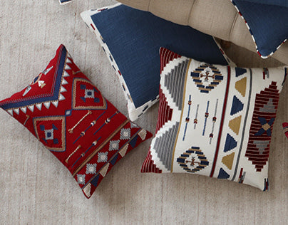Global Inspired Aztec Red Lumbar Pillow 14x20 with insert