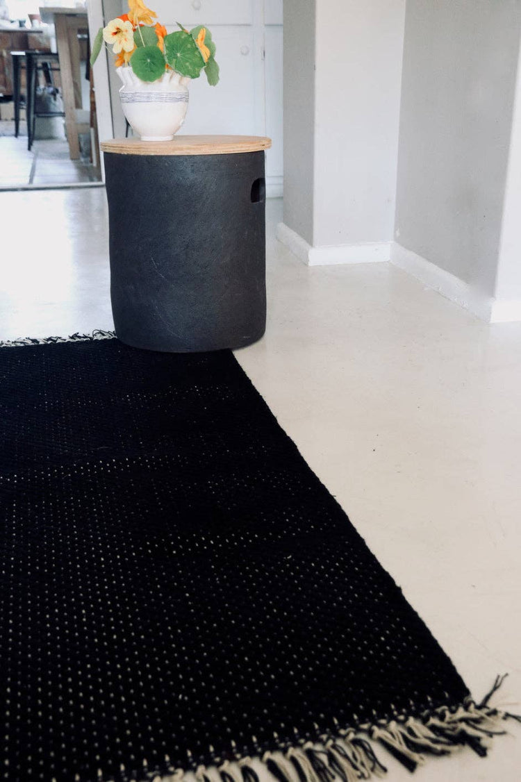 Mat, Handwoven, Herringbone Black, 50" x 31"