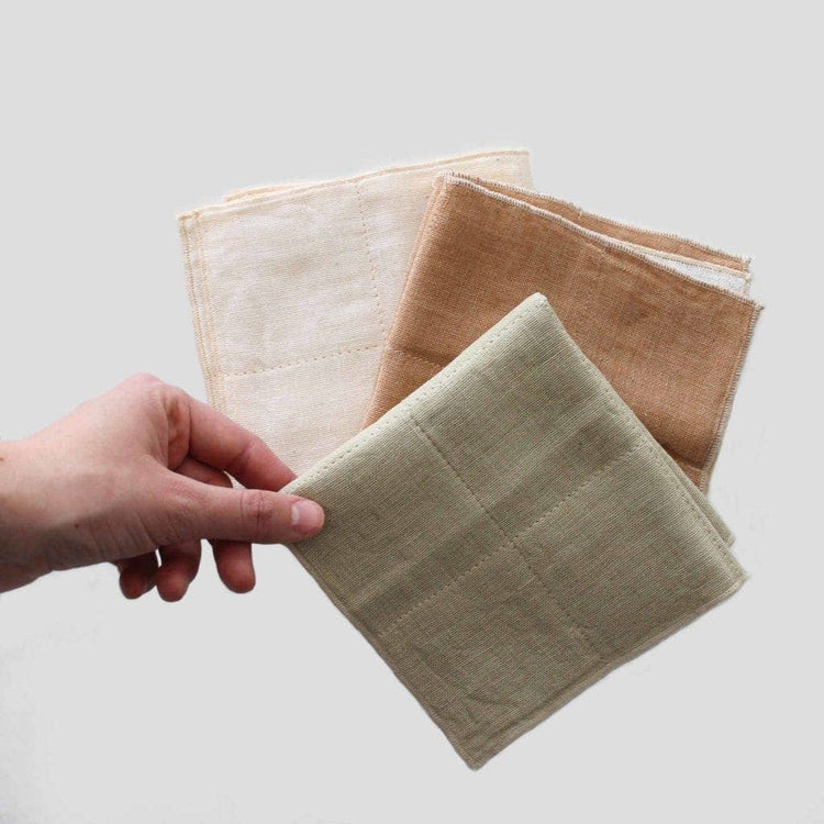 Nawrap Charcoal Infused Organic Cotton Japanese Face Towel - Ivory/Green