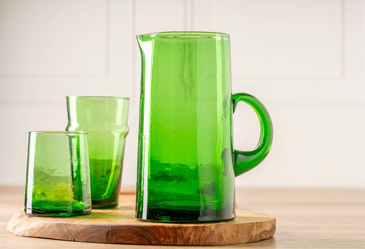 Artisan Moroccan Cone Water Jug - Green