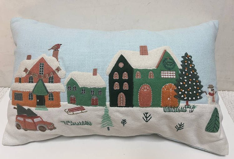 Whimsical Winter Fest Applique Pillow 12x20 with insert