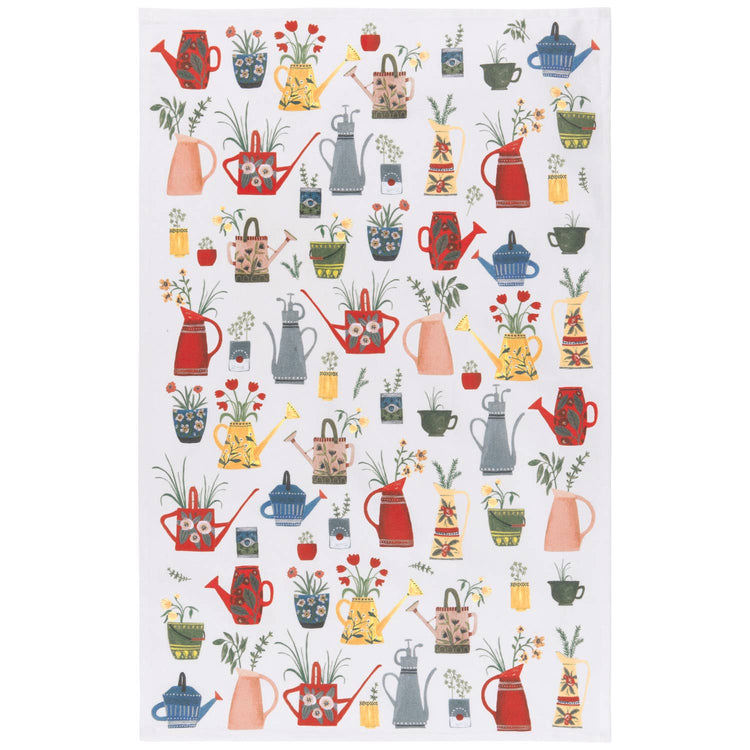 Watering Cans Garden-Themed Kitchen Dishtowel