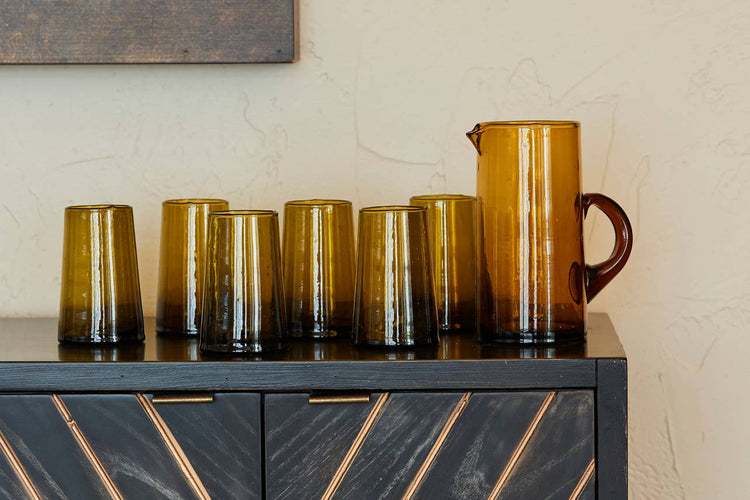 Artisan Moroccan Cone Water Jug - Amber