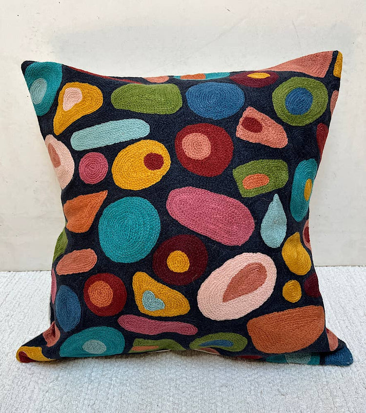 Modern Kandinsky Abstract Chainstitch Pillow 18x18 with insert