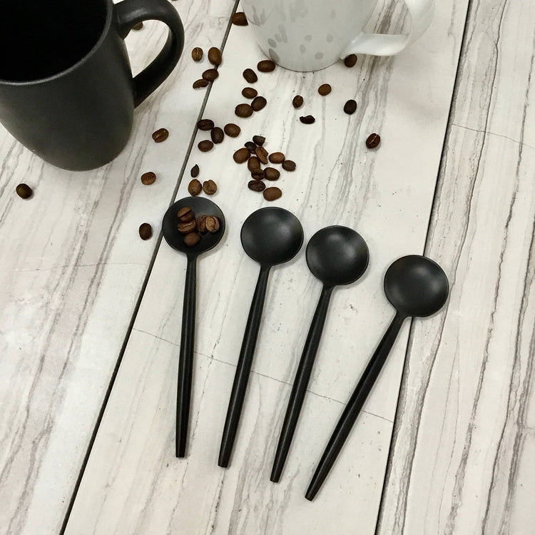 Sleek Black Coffee Spoons-4 Piece Set