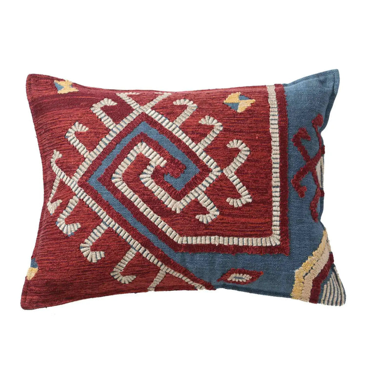Elegant Hali Maroon Blue Pillow 12x16 with insert
