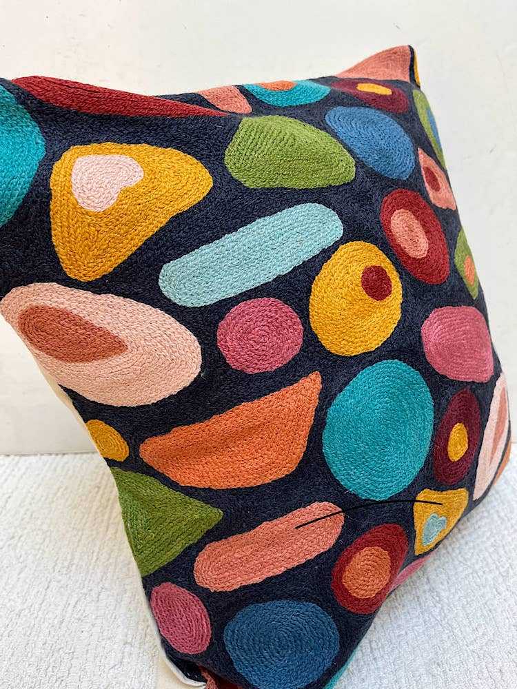 Modern Kandinsky Abstract Chainstitch Pillow 18x18 with insert