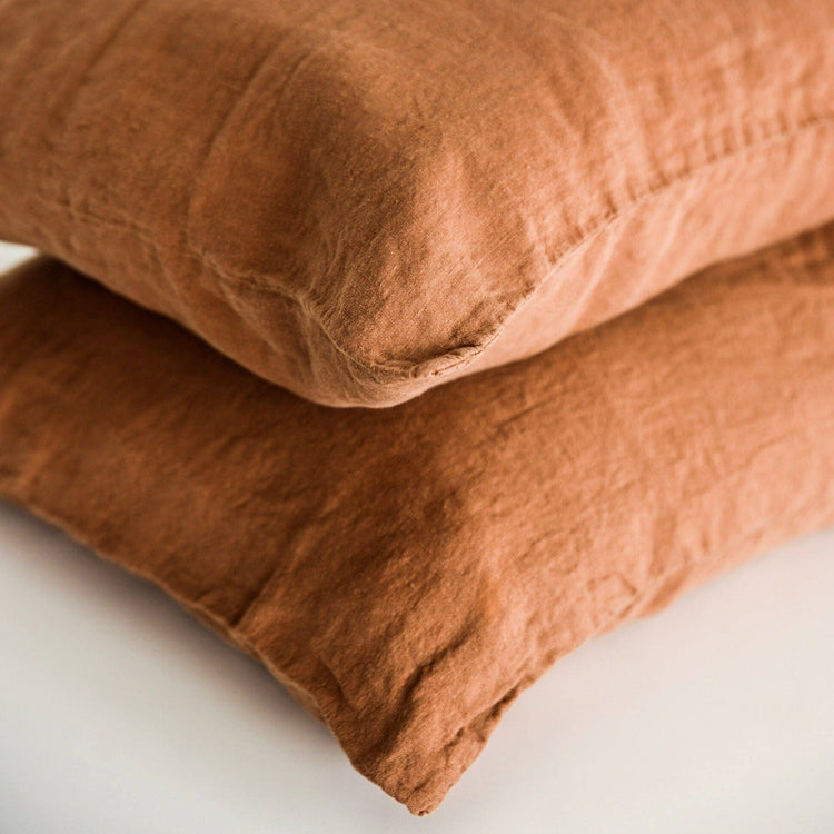 White Linen Pillowcases Queen Standard (Set of 2)
