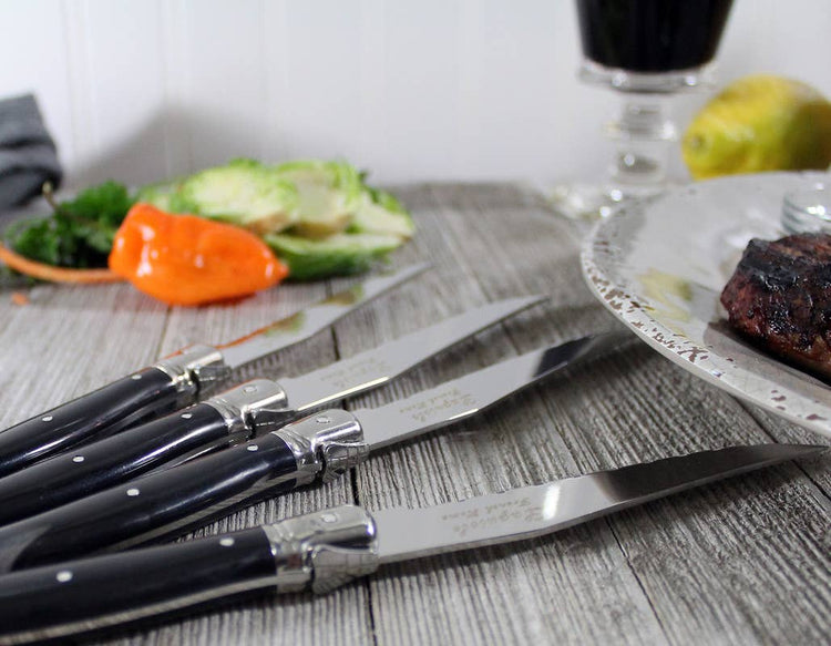 rench Home Laguiole Steak Knives - Set of 4, Black