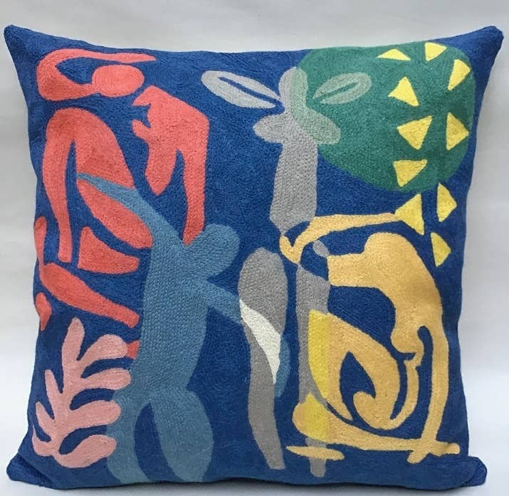 Artistic Matisse Silhouettes Chainstitch Pillow 18x18 with insert