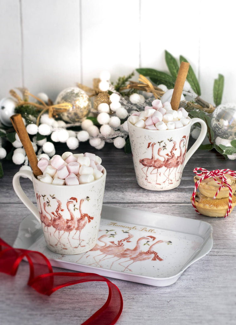The Flamingo Collection Set of 2 Mugs and Tray