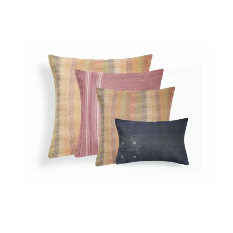 Wrap Stripe Beige Eri Silk Pillow 22x22 with insert