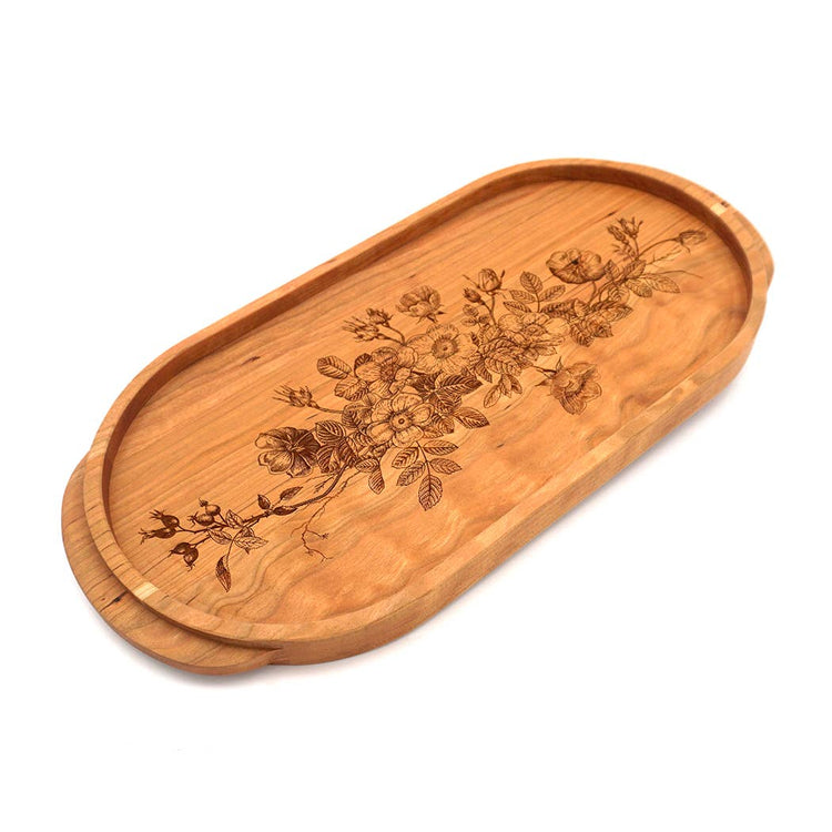 Cherry Oval Serving Tray - Wild Roses