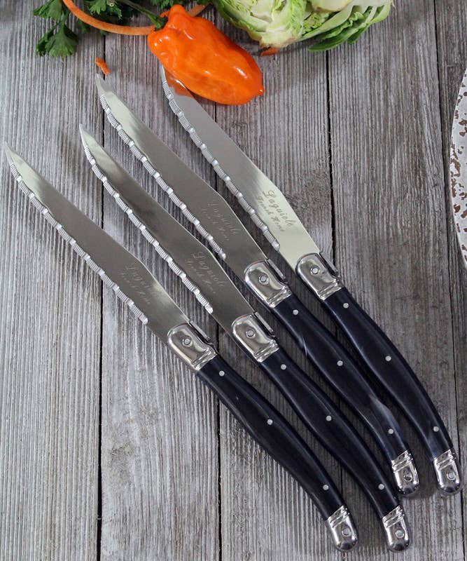 rench Home Laguiole Steak Knives - Set of 4, Black