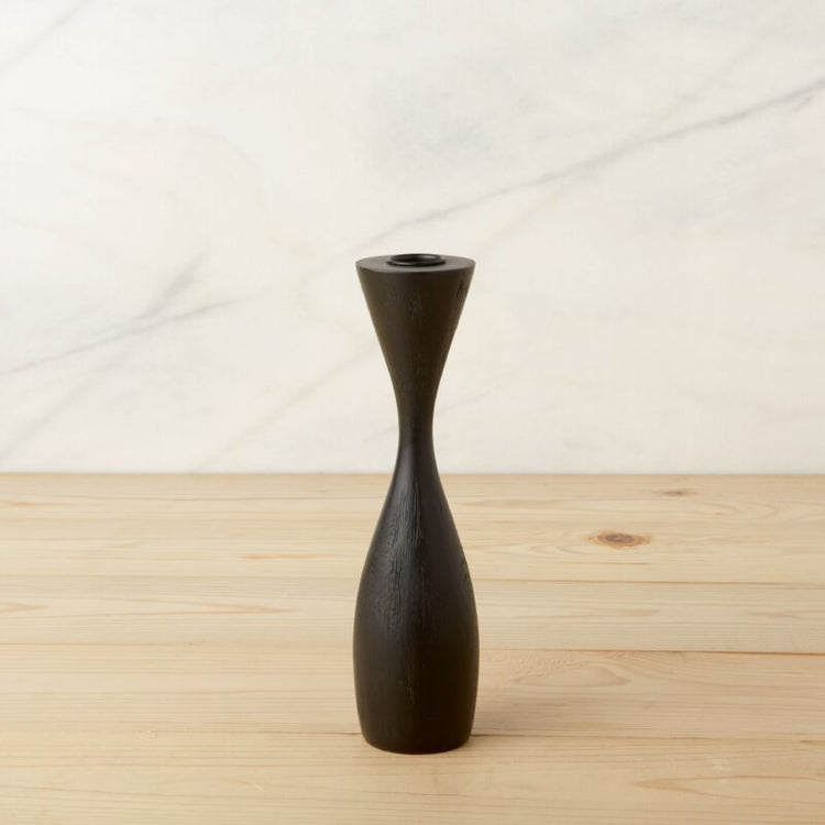 Arendal black mango wood candlestick holder, Short
