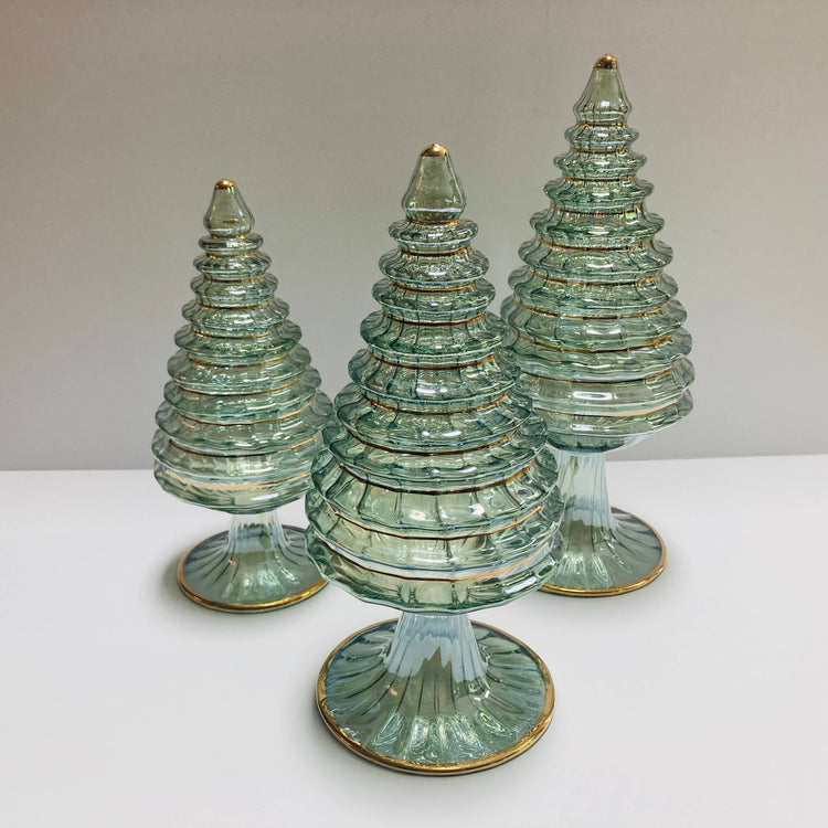 Green Spruce Small Blown Glass Tabletop Christmas Tree
