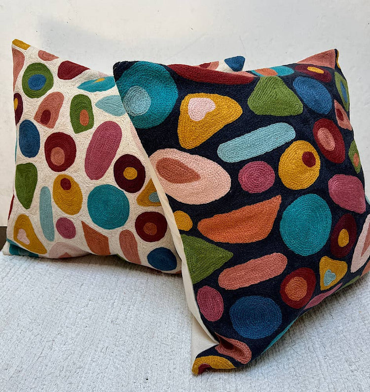 Modern Kandinsky Abstract Chainstitch Pillow 18x18 with insert