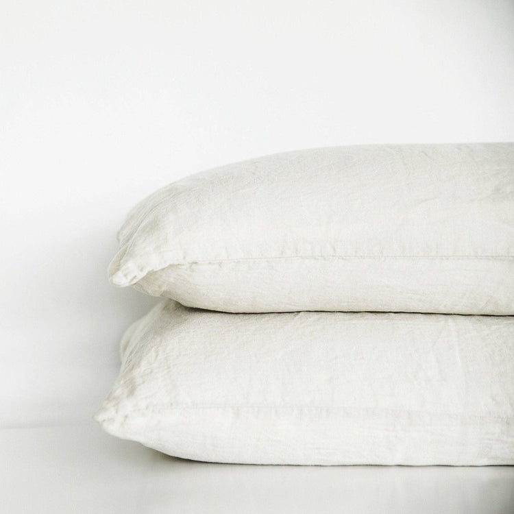 White Linen Pillowcases Queen Standard (Set of 2)