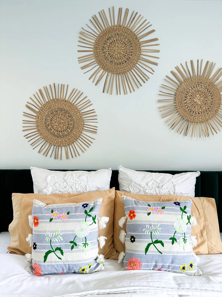 Vibrant Mekong Summer Flowers Pillow 16x16 with insert