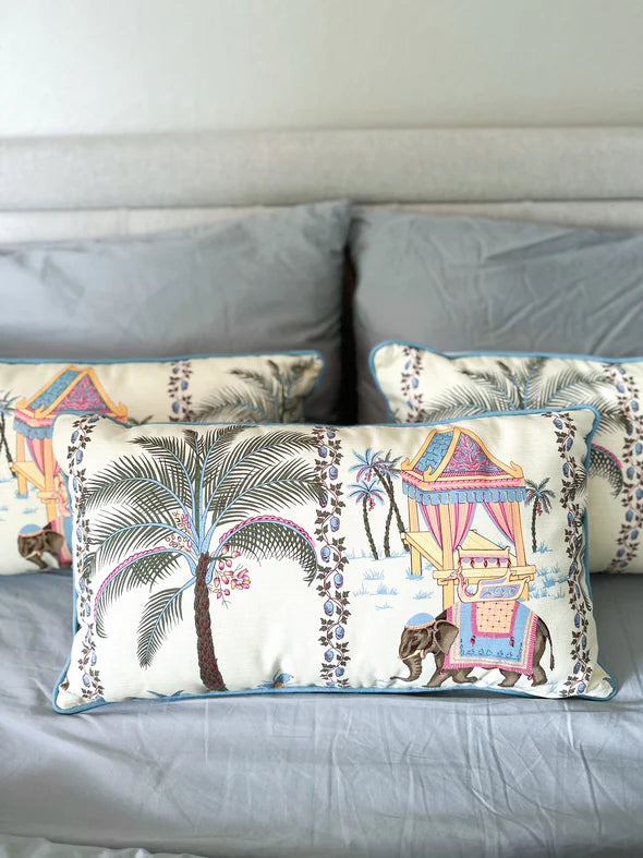 Whimsical Elephant Parade Mekong Pillow 11x20 with insert