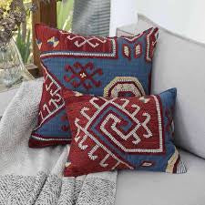 Elegant Hali Maroon Blue Pillow 12x16 with insert