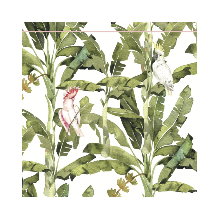 Amazon 18x55 inch table runner, featuring a bold and vibrant forest pattern, placed on a table