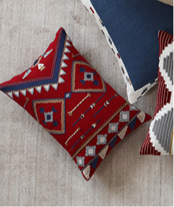 Global Inspired Aztec Red Lumbar Pillow 14x20 with insert