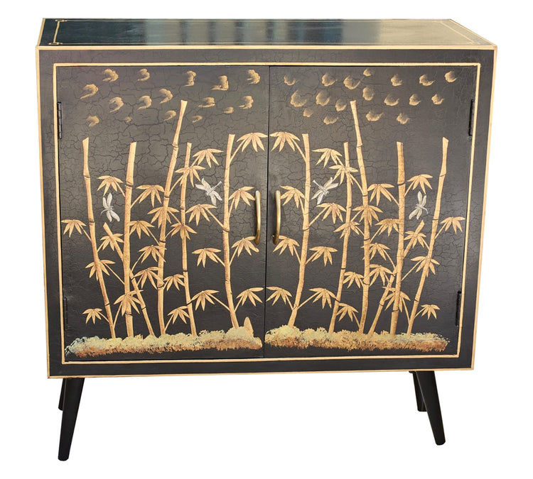 Bamboo cabinet, black by Les Ottomans