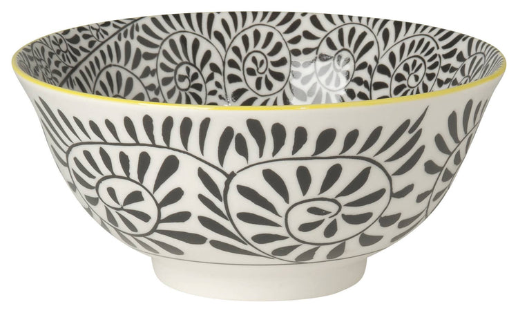 Black Vines Stamped Bowl 6 inch