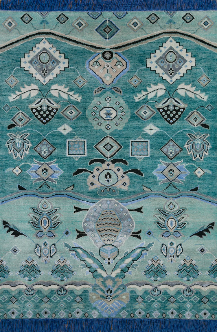 Blue Universe Rug 6x9 | Global Bohemian Rug "Neela Sama"