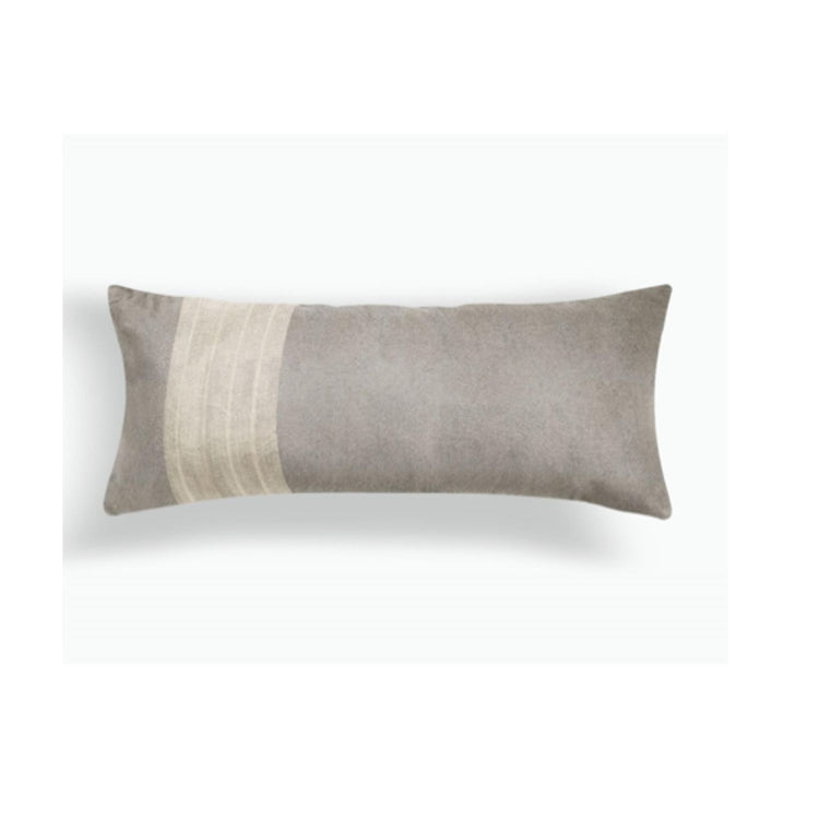 Linen Tan Off White Eri Silk Pillow 14x36 with insert