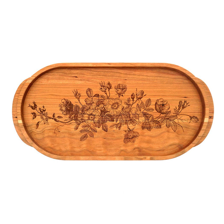 Cherry Oval Serving Tray-Wild Roses